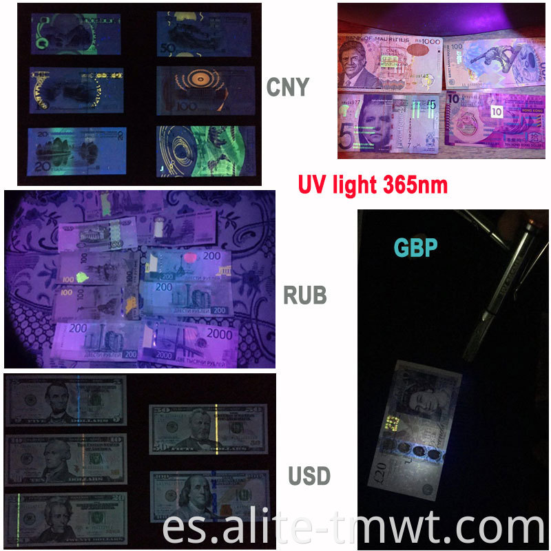 Más vendida UV 365Nm 395Nm 5W Potencia LED LED zoom UV Lámpara de linterna Negra Black Light Torch